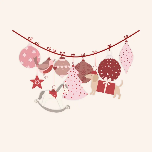 Bankauflage Rosa Rot Weihnachtsschmuck mit Dackel