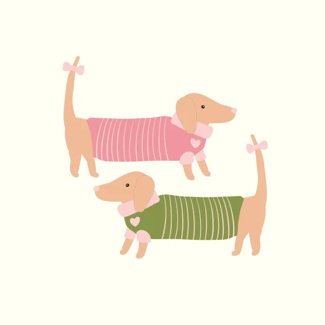 Geschirrtücher Dackel Duo Rosa Grün
