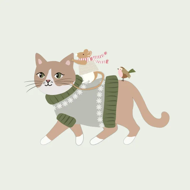 Kissen Katze und Maus Herbst