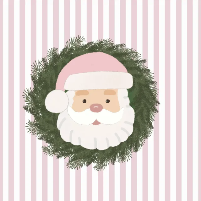 Bankauflage Happy Santa auf Rosa Streifen