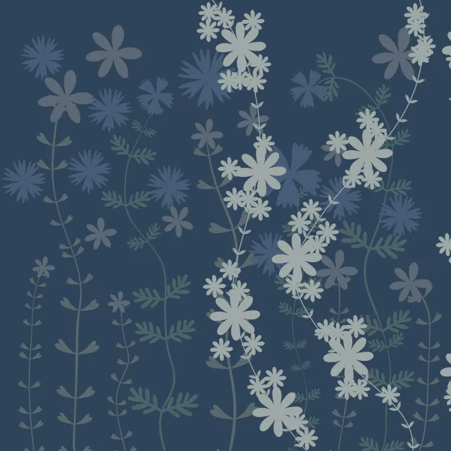 Kissen Blumenwiese Blau Midsommar