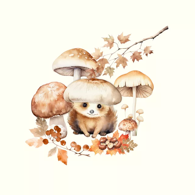 Kissen Igel Pilze Herbst