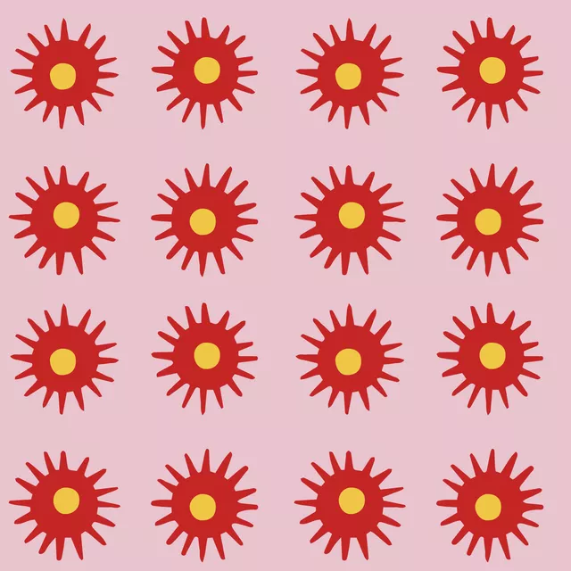 Rote Sonnensterne auf Pink