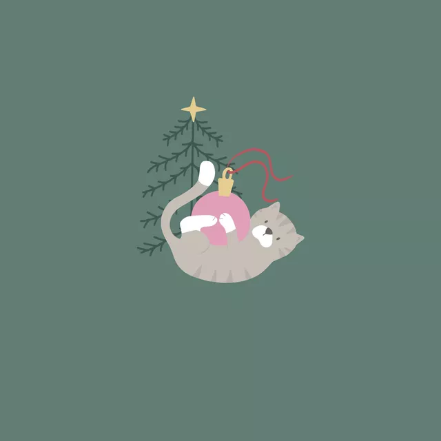 Tischset Playing Christmas Cat