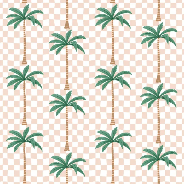 Kissen Palm trees on checks - rosa