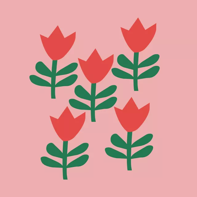 Kissen Flowers 3 Red Green
