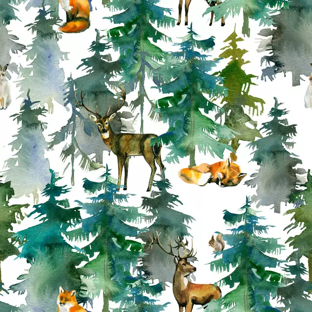 Kissen Wildtiere im Winterwald