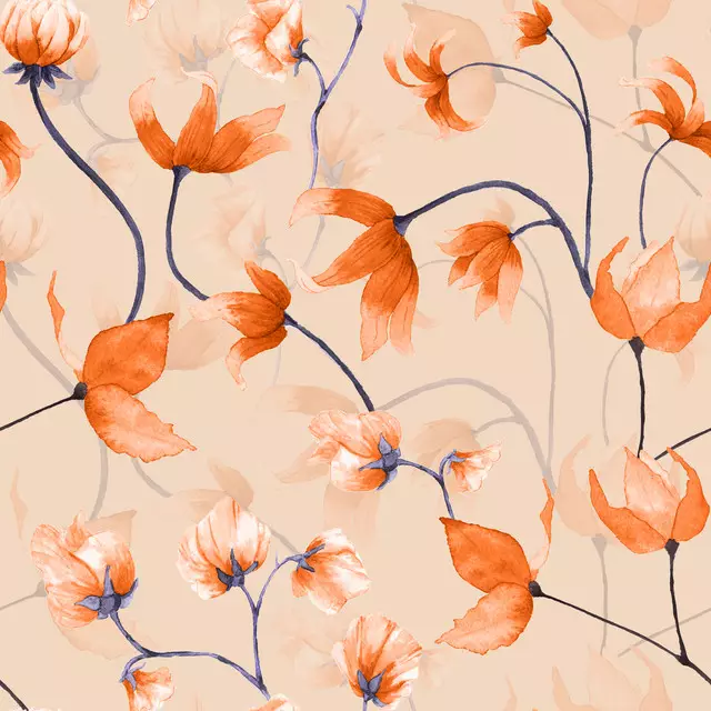 Kissen Orange Frühlingsblüten