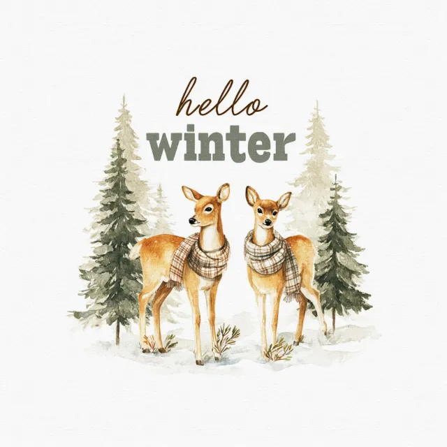 Tischset Hello Winter - Rehe im Wald