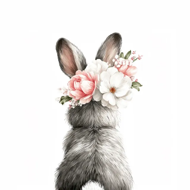 Kissen Hase mit Blumenkranz 1