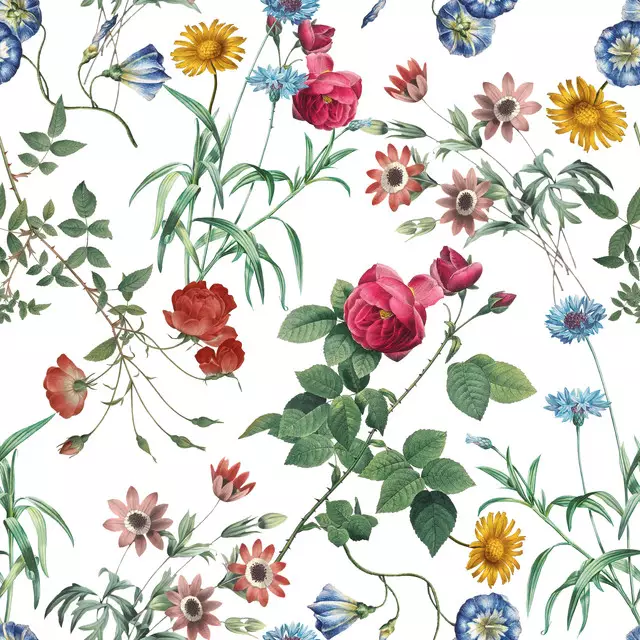 Tischläufer Vintage Rosen und Sommerblumen