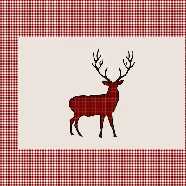 Kissen Winter Hirsch mit Karo