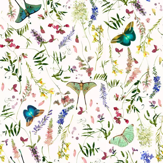 Kissen Wildblumen und Schmetterlinge