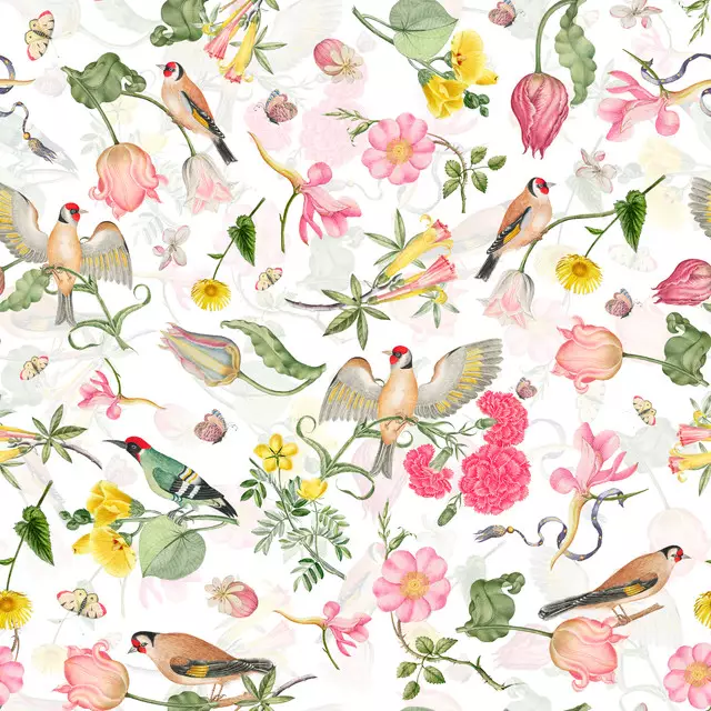 Vintage Blumen und Vögel