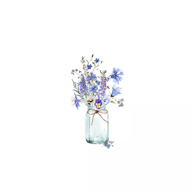 Vase mit Blauen Sommerblumen