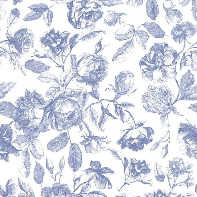 Kissen Blaue Rosen - Toile DeJouy