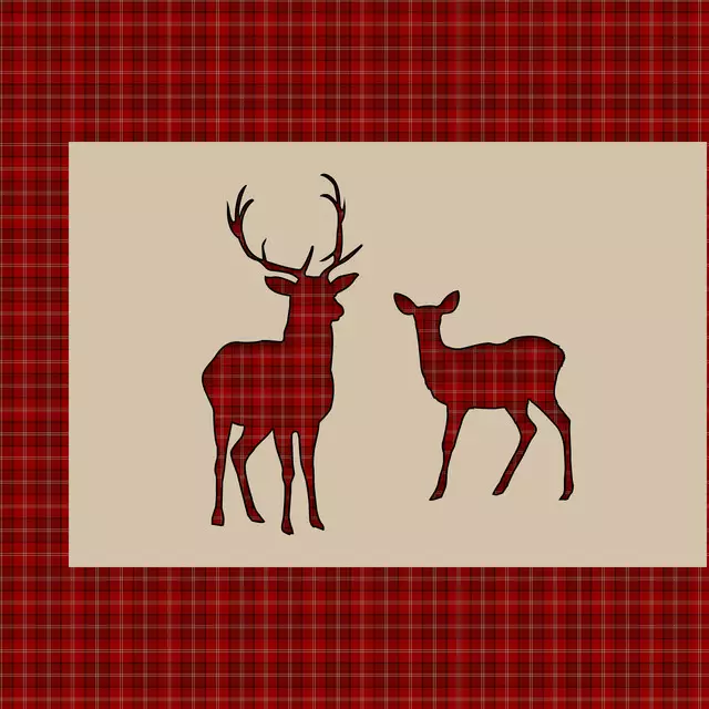 Kissen Winter Hirsch mit Plaid