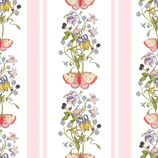 Tischdecke Blumenranken und Streifen