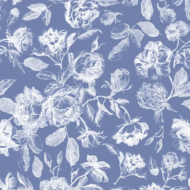 Weiße Rosen - Toile DeJouy