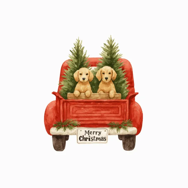 Sitzkissen Golden Retriever  Christmas