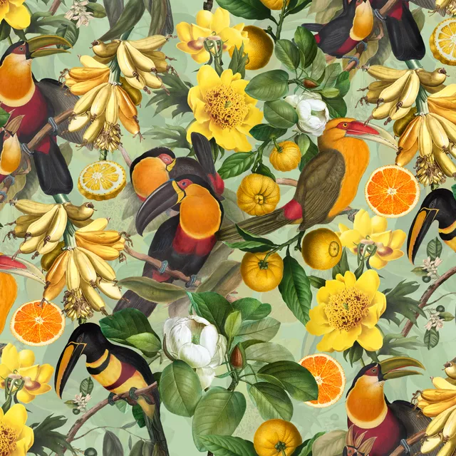 Kissen Toucan Früchte Garten