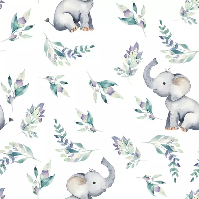 Kissen Kleiner Elefant und Blüten 1