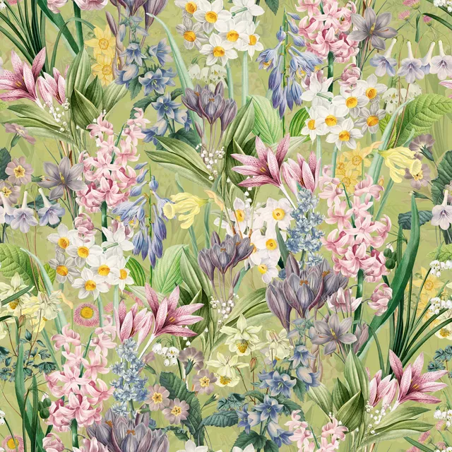 Kissen Frühlings Vintage Blumen Grün