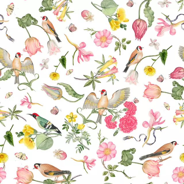Vintage Vögel Und Blumen