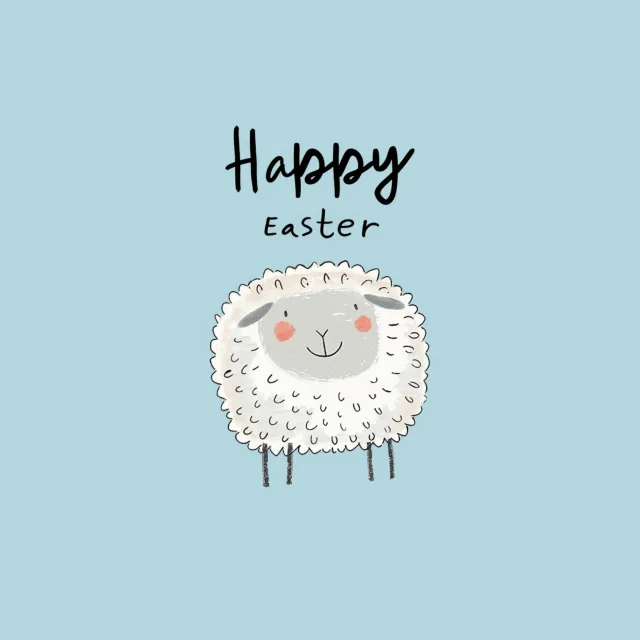 Kissen Happy Easter - Schaf blau
