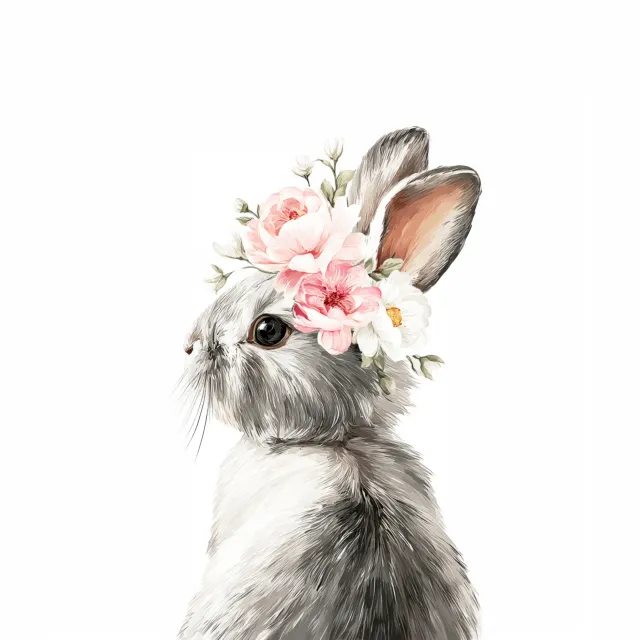 Kissen Hase mit Blumenkranz