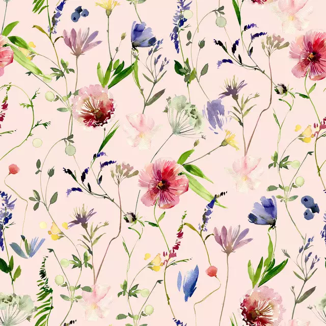 Tischdecke Mittsommer Wildblumen rosè