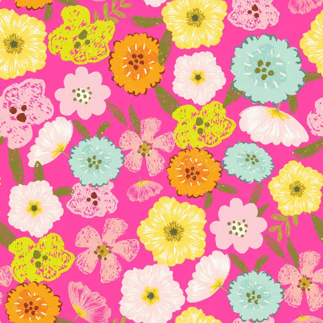 Kissen Doodle Sommer Garten Pink