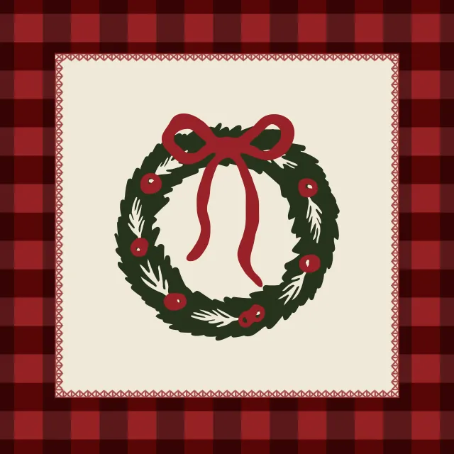 Kissen Weihnachtskranz Karomuster