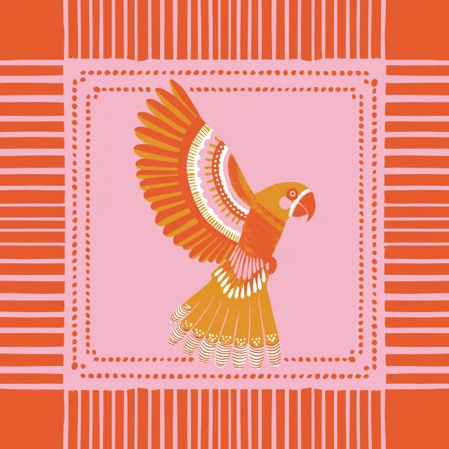 Kissen Papagei orange