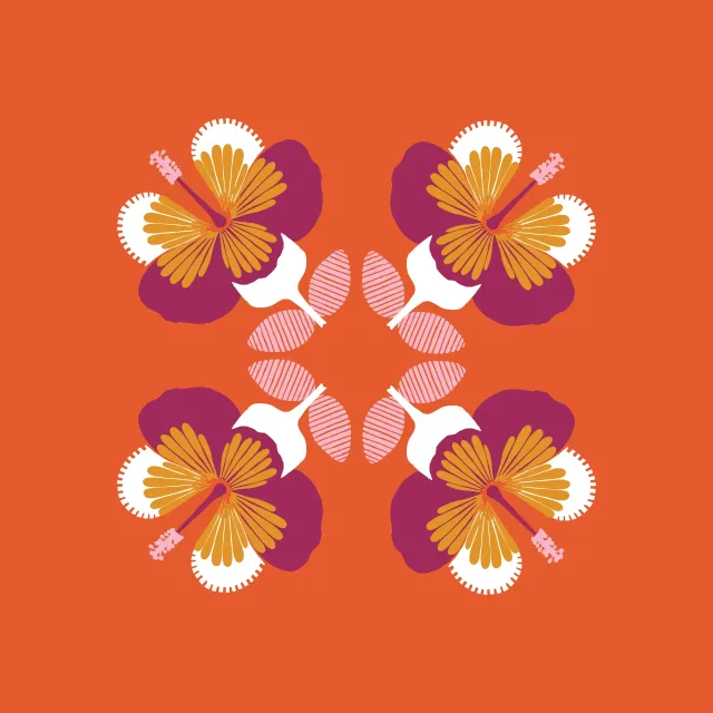 Kissen Hibiskus orange