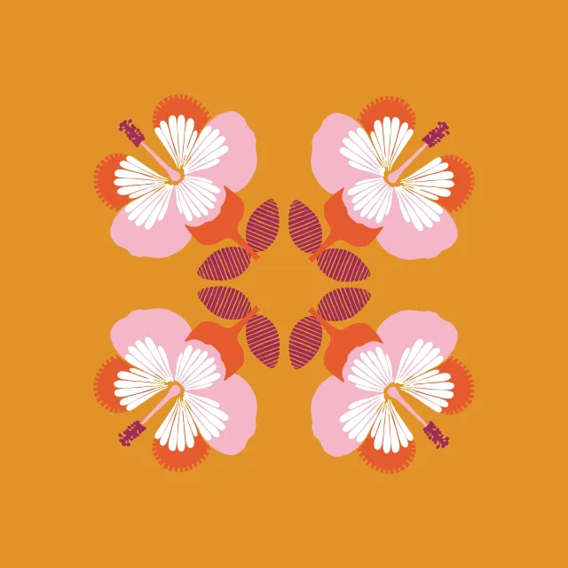 Kissen Hibiskus gelb