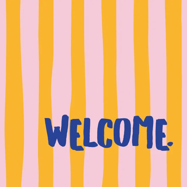Kissen Welcome rosa gelb