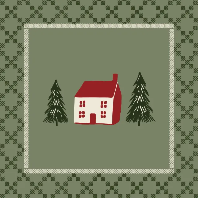 Tischset Weihnachtshaus Kreuzstich
