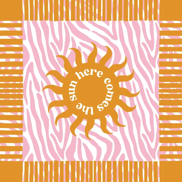 Kissen here comes the sun gelb