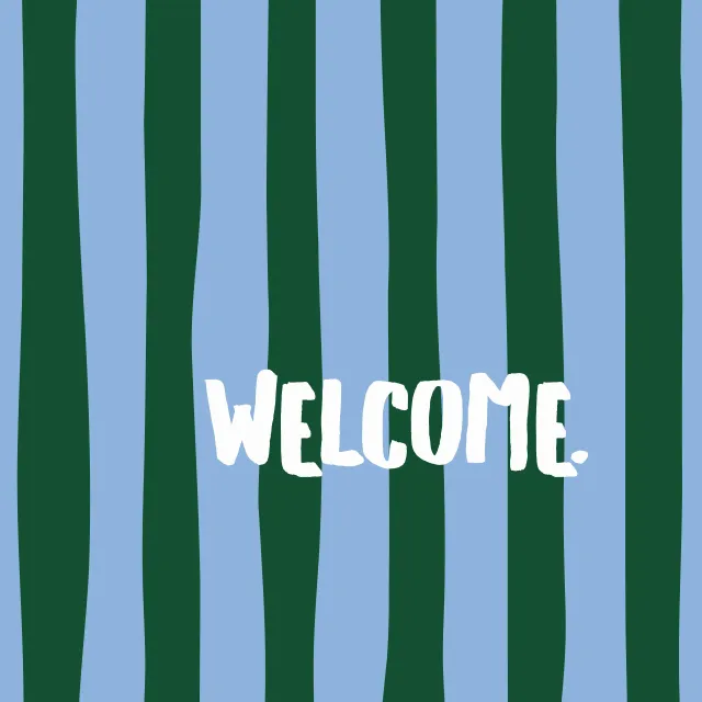 Kissen Welcome grün-blau