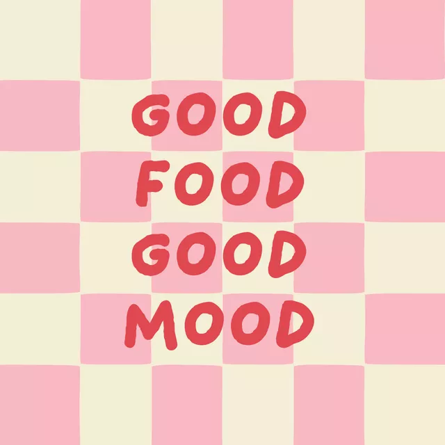 Kissen Good Food Good Mood kariert