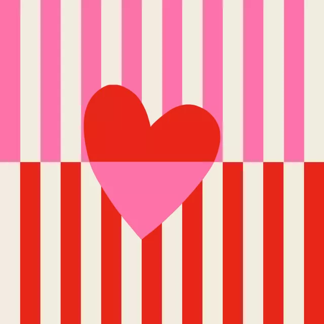 Kissen Stripes Checks Heart Red Pink