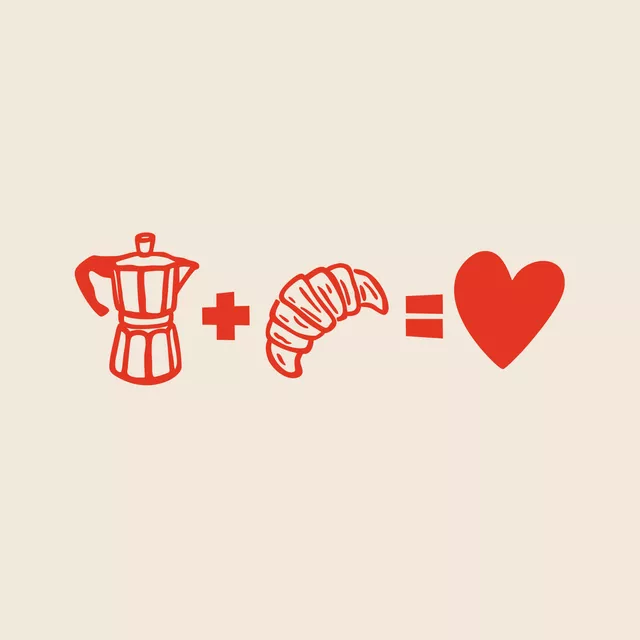 Kissen Coffee Croissant Love