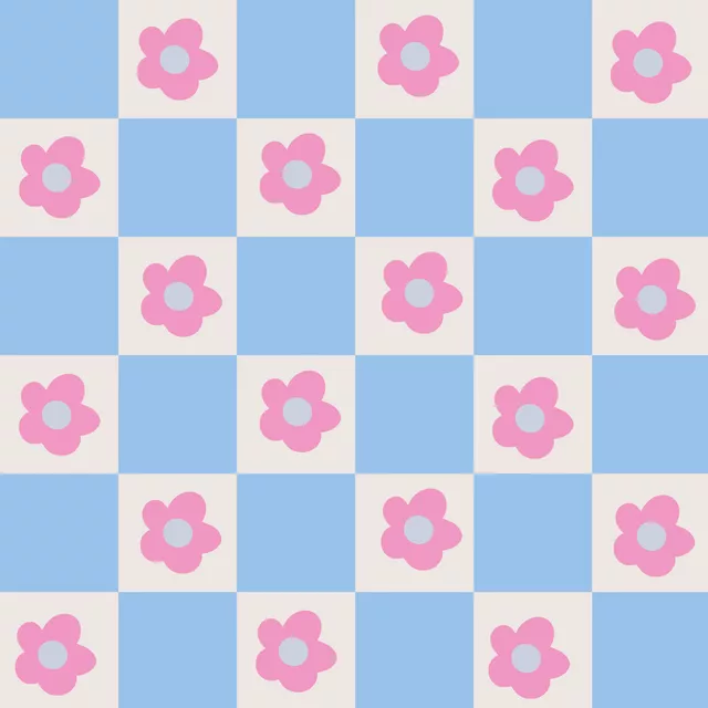 Sitzkissen Flower Checks Babyblau
