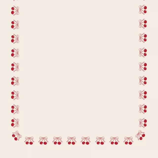 Tischdecke Kirschenrand Rot Beige