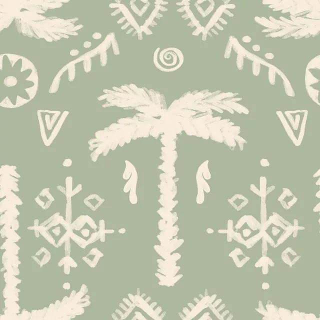 Kissen PALM ETHNO IKAT Grün