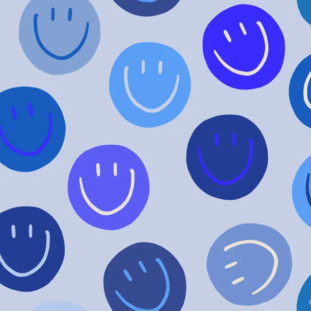 Kissen Smile Allover blau