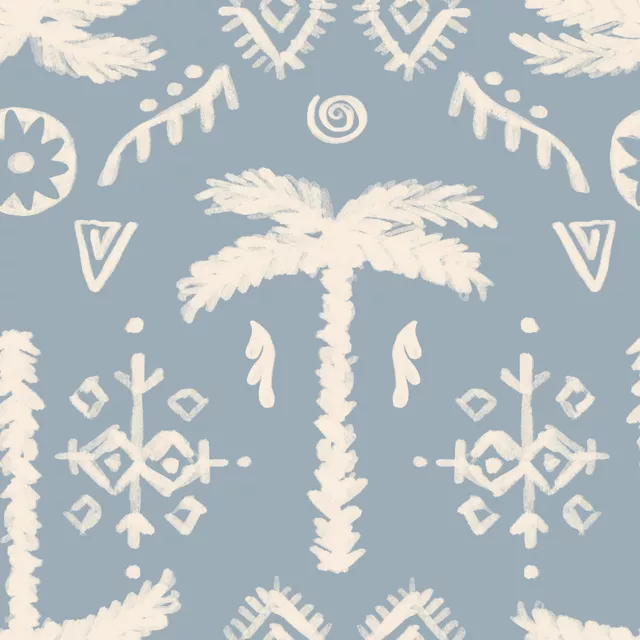 Sitzkissen PALM ETHNO IKAT Graublau