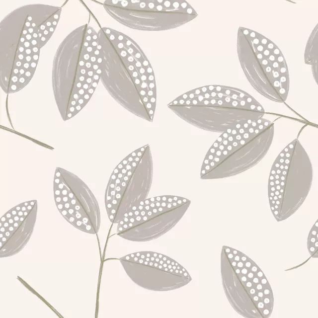 Tischdecke Allover Leaf grau