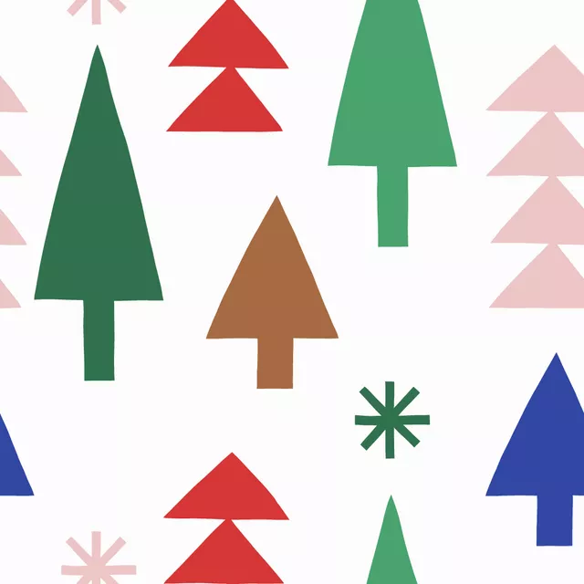 Bodenkissen Colorful Christmas Trees White